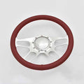 14'' Trickster Billet Full Wrap 9 Bolts Steering Wheel with 2'' Dish and Horn Button(Burgundy)