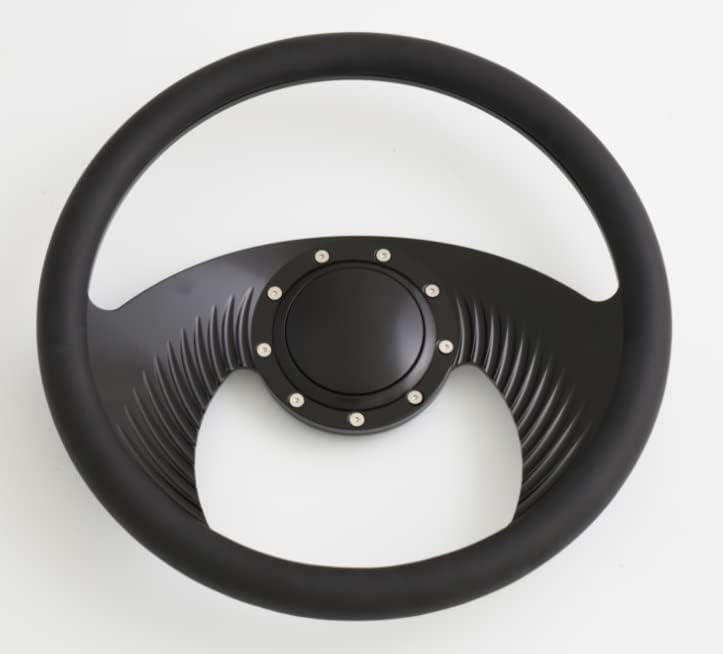 14'' Billet Half Wrap 9 Bolts Steering Wheel with 2'' Dish and Horn Button(Black)