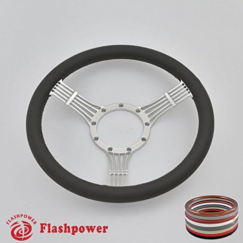 14'' Billet Banjo Full Wrap 9 Bolts Steering Wheel with 2'' Dish and Horn Button (Dark Grey)