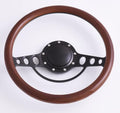 14'' Billet Half Wrap 9 Bolts Steering Wheel with 2'' Dish and Horn Button(Walnut Wood)