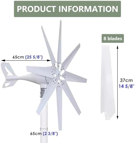 1000W High-Efficiency Wind Turbine Generator - 12V/24V/48V Permanent Magnet, 8 Blades & Controller for Sustainable Home Energy Solutions, Eco-Friendly Power Generation