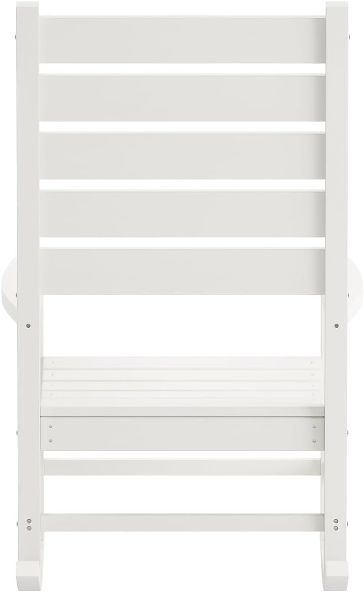Flash Furniture Manchester Commercial Grade Outdoor Rocking Chair, All-Weather HDPE Indoor/Outdoor Rocker, Set of 2, White