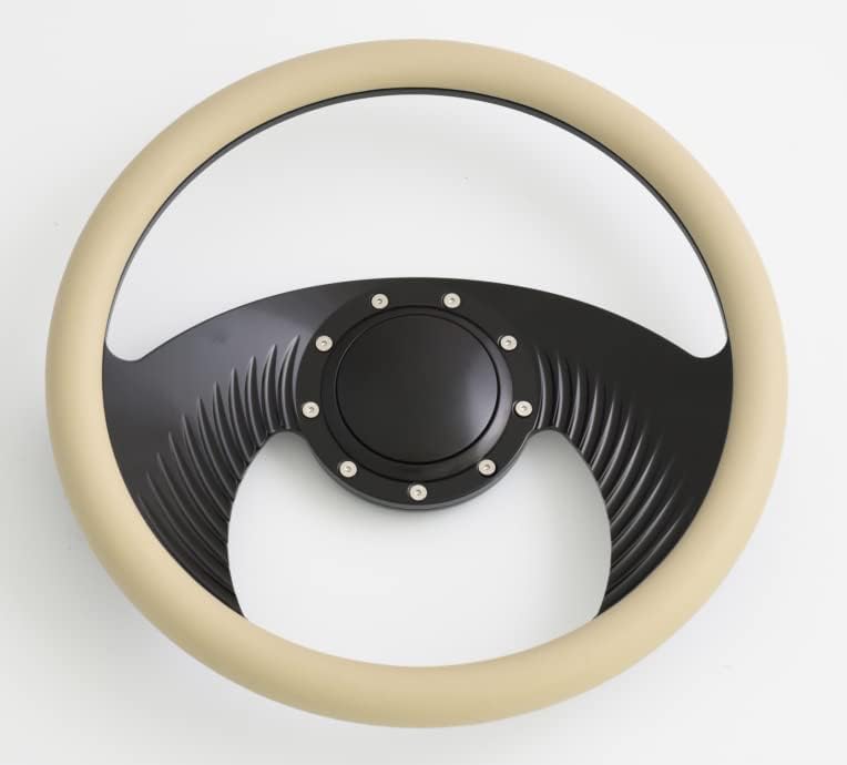 14'' Billet Half Wrap 9 Bolts Steering Wheel with 2'' Dish and Horn Button(Tan)