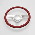 14'' Billet Half Wrap 9 Bolts Steering Wheel with 2'' Dish and Horn Button(Red)