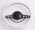 14'' Billet Half Wrap 9 Bolts Steering Wheel with 2'' Dish and Horn Button(White)