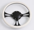 14'' Billet Half Wrap 9 Bolts Steering Wheel with 2'' Dish and Horn Button(White)