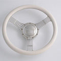 15.5'' 5-String Billet Banjo Full Wrap Steering Wheel with 9 Bolts 2'' Dish and Horn Button (White)