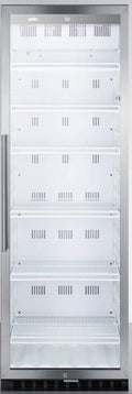 Summit 24' Full Size Beverage Cooler Refrigerator with Glass Door | Commercial Display Fridge for Wine Soda | 12.6 Cu Ft, (6) Adjustable Wire Shelves, 24'W x 24'D x 69.8'H, Stainless Steel, White, NSF