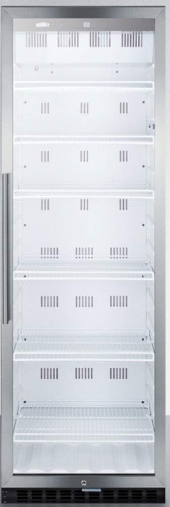 Summit 24' Full Size Beverage Cooler Refrigerator with Glass Door | Commercial Display Fridge for Wine Soda | 12.6 Cu Ft, (6) Adjustable Wire Shelves, 24'W x 24'D x 69.8'H, Stainless Steel, White, NSF