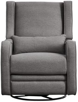 Pemberly Row Premium Fabric Glider Manual Recliner Nursery Rocking Chair for Living Room, Kids Room, Rocker Swivel Recliner with USB Port in Harbor Gray