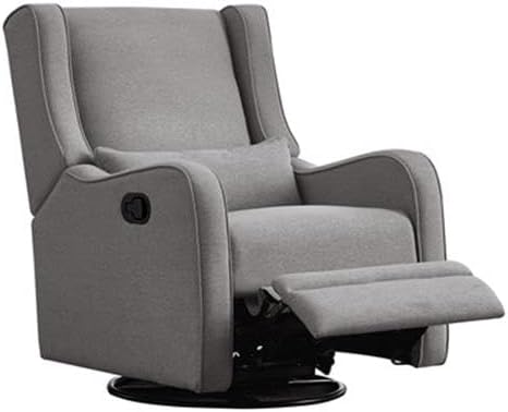 Pemberly Row Premium Fabric Glider Manual Recliner Nursery Rocking Chair for Living Room, Kids Room, Rocker Swivel Recliner with USB Port in Harbor Gray