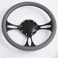 14'' Billet Half Wrap 9 Bolts Steering Wheel with 2'' Dish and Horn Button(Dark Grey)