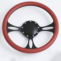 14'' Billet Half Wrap 9 Bolts Steering Wheel with 2'' Dish and Horn Button(Burgundy)