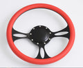 14'' Billet Half Wrap 9 Bolts Steering Wheel with 2'' Dish and Horn Button(Red)