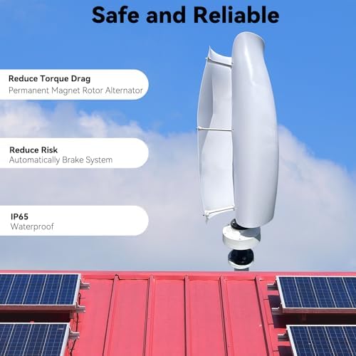 1000W Vertical Wind Turbine Generator with MPPT Controller - Efficient 12V/24V/48V AC Renewable Energy for Home, RV, Marine, Off-Grid Systems - Eco-Friendly Solution (White)