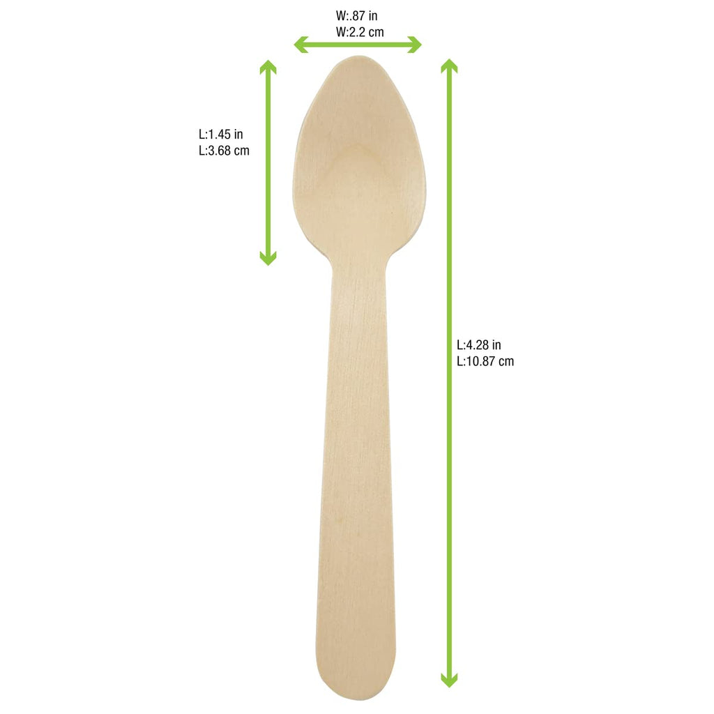 PacknWood - 210CCB11- disposable wooden spoons -wood compostable spoon - cooking wood spoon - wooden spoon for cooking - single wooden spoon- (4.33')- Case of 3000