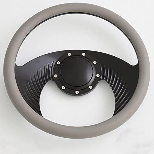 14'' Billet Half Wrap 9 Bolts Steering Wheel with 2'' Dish and Horn Button(Light Grey)