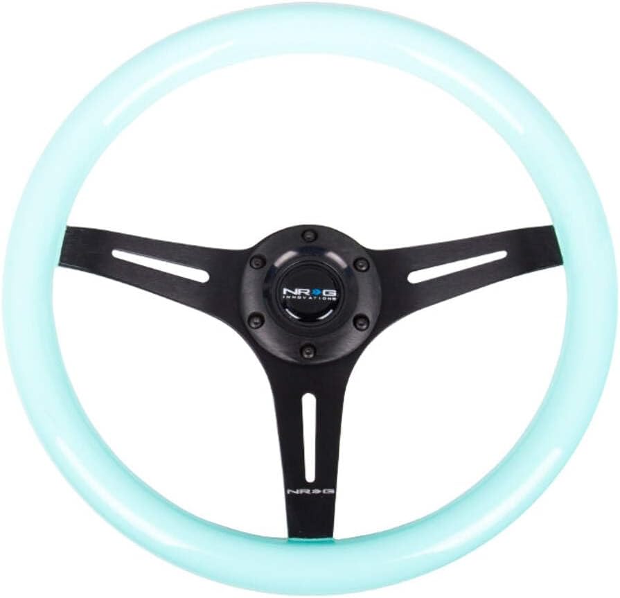 NRG Innovations NRG-ST-015BK-MF Classic Wood Grain Steering Wheel, 350mm 25mm Depp, 3 Black Spokes-Minty Fresh Color, Mahogany