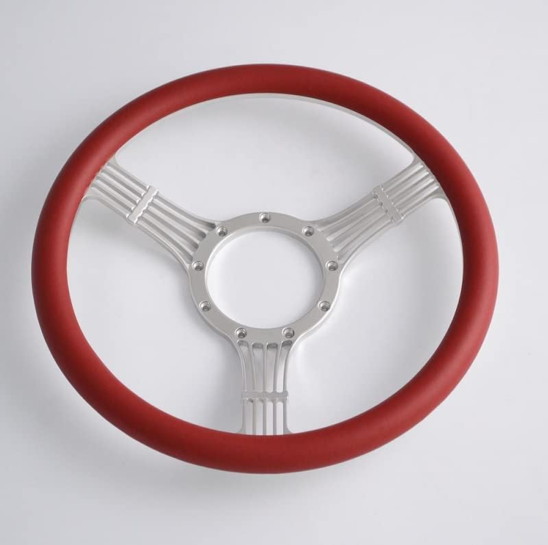 15.5'' 5-String Billet Banjo Full Wrap Steering Wheel with 9 Bolts 2'' Dish and Horn Button(Burgundy)