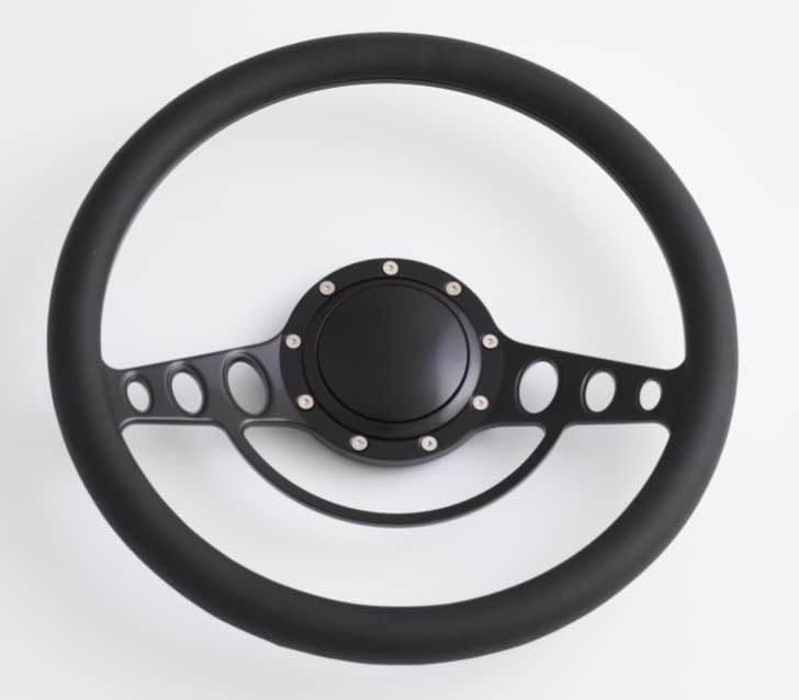 14'' Billet Half Wrap 9 Bolts Steering Wheel with 2'' Dish and Horn Button(Black)