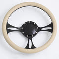 14'' Billet Half Wrap 9 Bolts Steering Wheel with 2'' Dish and Horn Button(Tan)