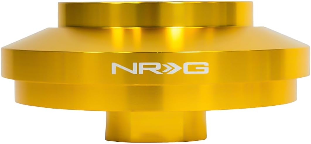 NRG Innovations Racing Style Steering Wheel Short Hub, Lockable Aluminum Steering Shaft, 6x70mm Bolt Pattern Quick Release Adapter, Compatible For 03-14 Ford/Mazda/Lotus, Chrome Gold, NRG-SRK-175H-CG