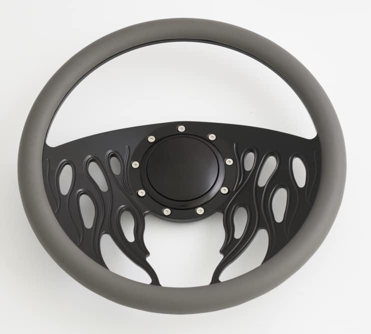 14'' Billet Half Wrap 9 Bolts Steering Wheel with 2'' Dish and Horn Button(Dark Grey)