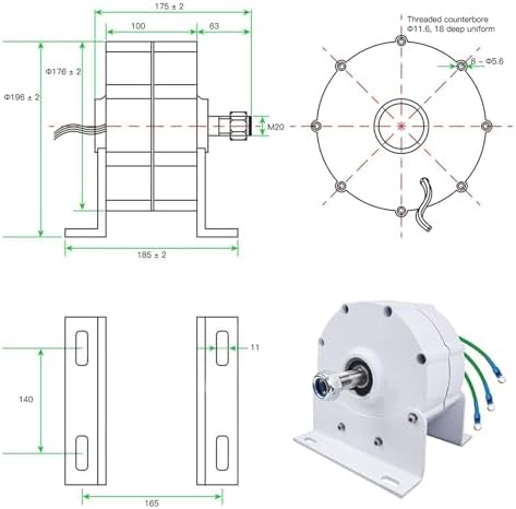 1000W Wind Turbine Generator - Gearless 3 Phase PM Alternator, Low RPM for Water Power, 12V/24V/48V/120V/220V AC, Eco-Friendly Renewable Energy Solution for Home and Off-Grid Use