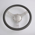15.5'' 5-String Billet Banjo Full Wrap Steering Wheel with 9 Bolts 2'' Dish and Horn Button (Dark Grey)