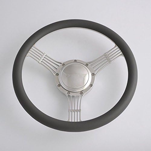 15.5'' 5-String Billet Banjo Full Wrap Steering Wheel with 9 Bolts 2'' Dish and Horn Button (Dark Grey)