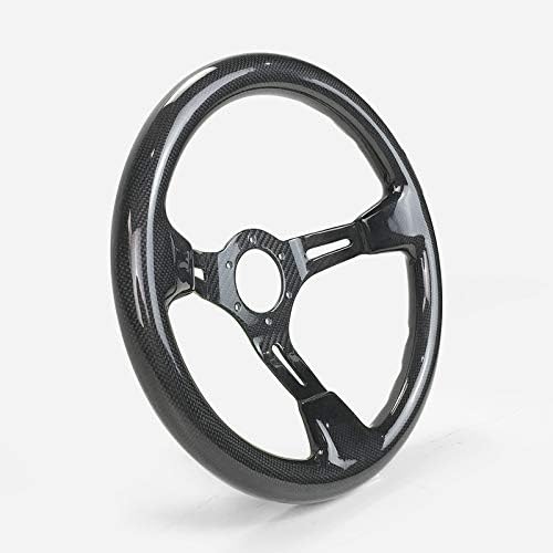 EPR Universal R Type Glossy Dry Carbon Steering Wheel (350mm Diameter, deep Around 60mm, 6 Bolts 70mm PCD (Same Fitment with MOMO, OMP & Sparco)