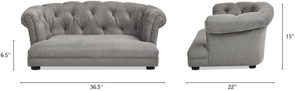 Pemberly Row 36.5' Chesterfield Dog Sofa Bed Medium Uptown Gray