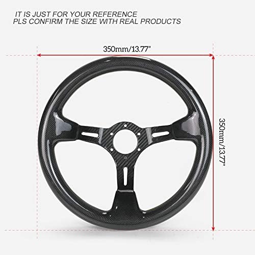 EPR Universal R Type Glossy Dry Carbon Steering Wheel (350mm Diameter, deep Around 60mm, 6 Bolts 70mm PCD (Same Fitment with MOMO, OMP & Sparco)