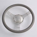 14'' Billet Banjo Full Wrap 9 Bolts Steering Wheel with 2'' Dish and Horn Button (Light Grey)
