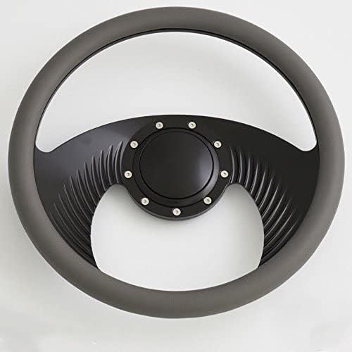 14'' Billet Half Wrap 9 Bolts Steering Wheel with 2'' Dish and Horn Button(Dark Grey)