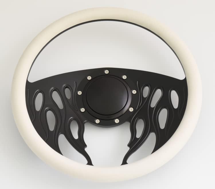 14'' Billet Half Wrap 9 Bolts Steering Wheel with 2'' Dish and Horn Button(White)