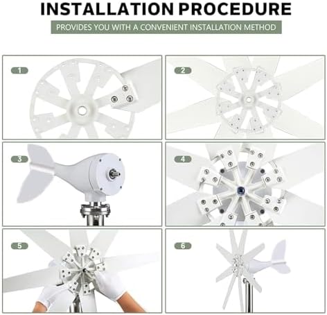 1000W High-Efficiency Wind Turbine Generator - 12V/24V/48V Permanent Magnet, 8 Blades & Controller for Sustainable Home Energy Solutions, Eco-Friendly Power Generation