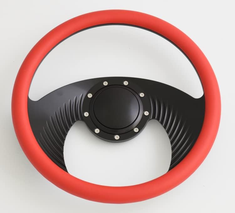 14'' Billet Half Wrap 9 Bolts Steering Wheel with 2'' Dish and Horn Button(Red)
