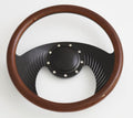 14'' Billet Half Wrap 9 Bolts Steering Wheel with 2'' Dish and Horn Button(Walnut Wood)