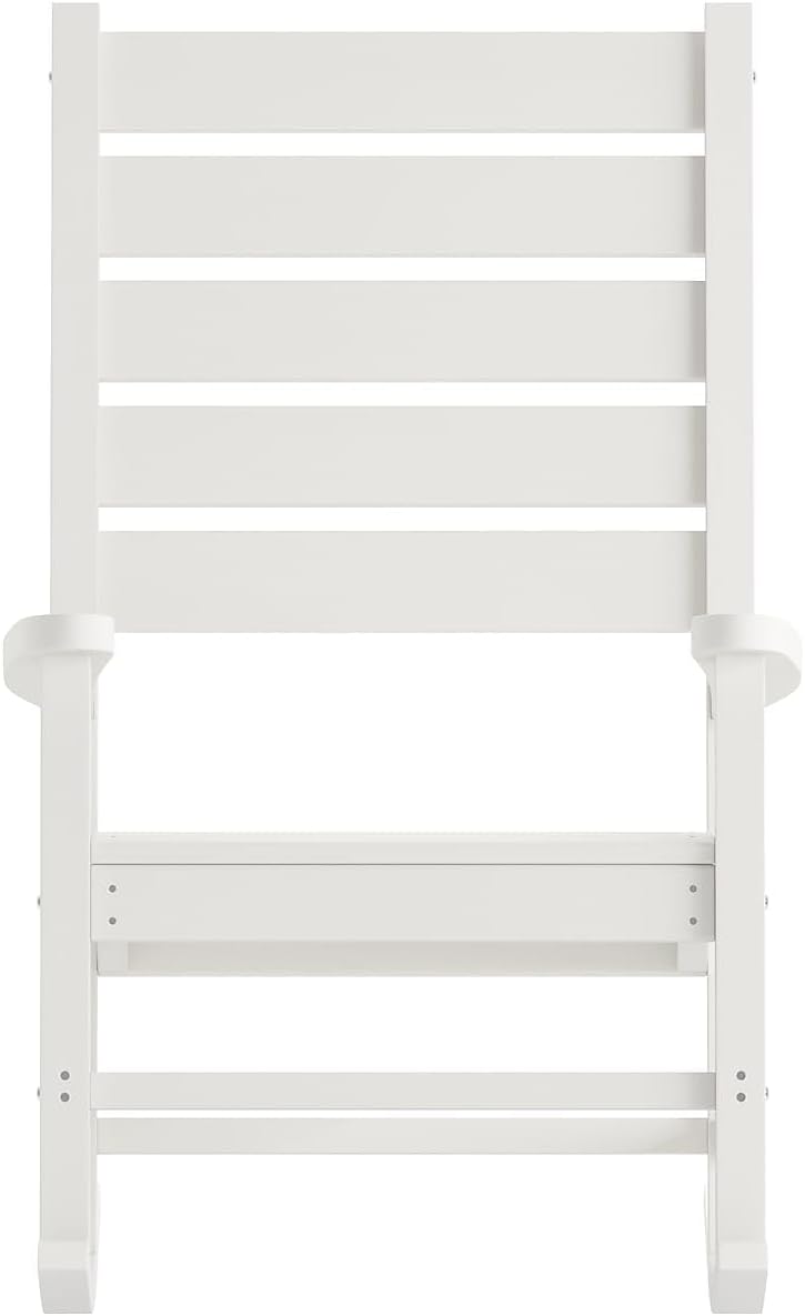 Flash Furniture Manchester Commercial Grade Outdoor Rocking Chair, All-Weather HDPE Indoor/Outdoor Rocker, Set of 2, White