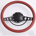 14'' Billet Half Wrap 9 Bolts Steering Wheel with 2'' Dish and Horn Button(Burgundy)