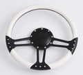 14'' Billet Half Wrap 9 Bolts Steering Wheel with 2'' Dish and Horn Button(White)