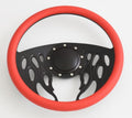 14'' Billet Half Wrap 9 Bolts Steering Wheel with 2'' Dish and Horn Button(Red)