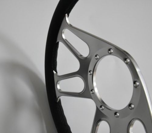 14'' Trickster Billet Full Wrap 9 Bolts Steering Wheel with 2'' Dish and Horn Button (Black)