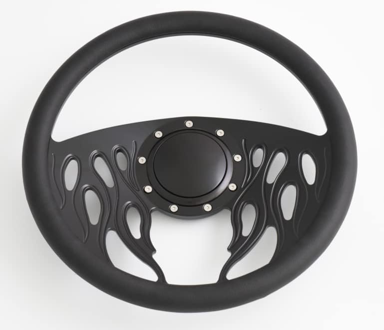14'' Billet Half Wrap 9 Bolts Steering Wheel with 2'' Dish and Horn Button(Black)