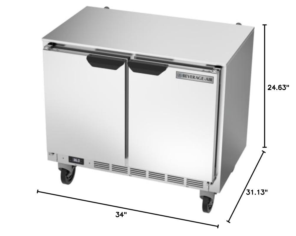 Beverage Air Commercial Kitchen UCR34HC Refrigerator, Undercounter, Reach-In