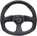 NRG Innovations NRG-RST-009R-RS Reinforced Steering Wheel Black Leather Steering Wheel with Red Stitch