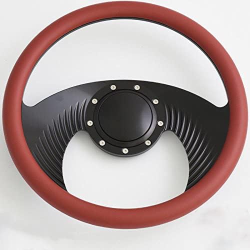 14'' Billet Half Wrap 9 Bolts Steering Wheel with 2'' Dish and Horn Button(Burgundy)