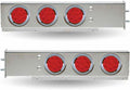 Stainless steel mudflap hanger w/6 round 4' Red LED lights - 2.5' Bolt hole spacing