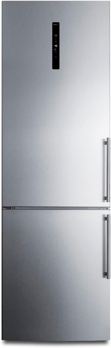 Summit Appliance FFBF249SS2LHD 24' Wide Bottom Freezer Refrigerator; Stainless Steel Doors; 10.6 cu.ft Capacity; Open Door Alarm; Digital Thermostats; Frost-Free/Automatic, Child Lock